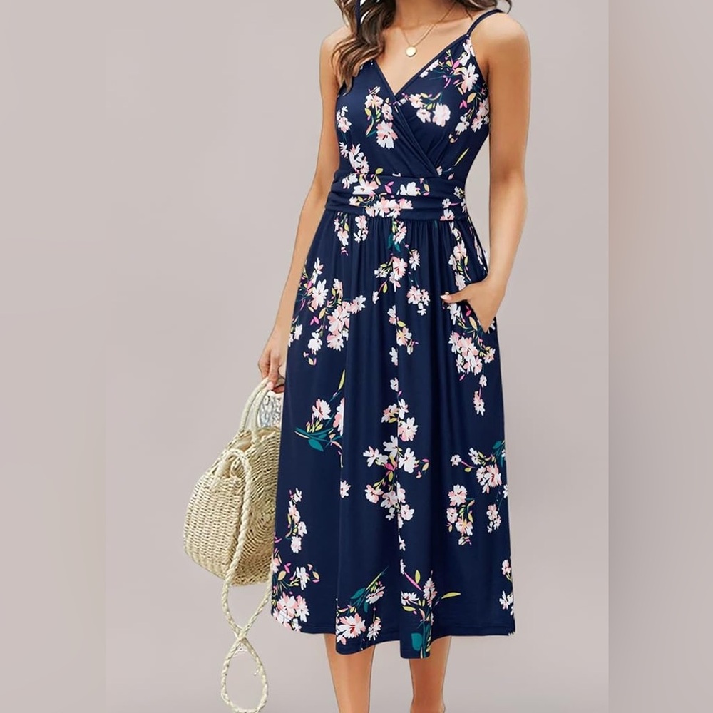 Ouges Women's Summer Spaghetti Strap V-Neck Flora… - image 1